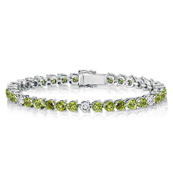 Peridot Tennis Bracelet for Women in Sterling Silver - Round Cut, 8.50 CT. TW