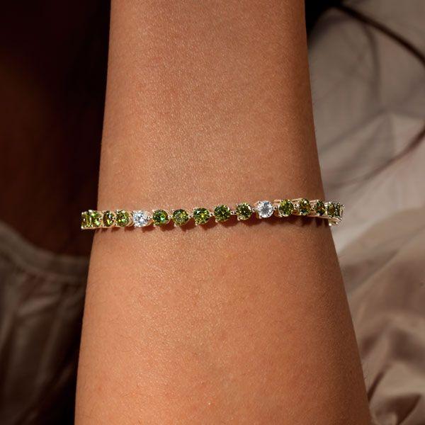 Peridot Tennis Bracelet for Women in Sterling Silver - Round Cut, 8.50 CT. TW