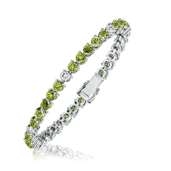 Peridot Tennis Bracelet for Women in Sterling Silver - Round Cut, 8.50 CT. TW