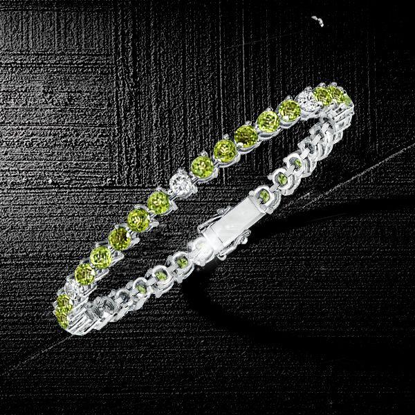 Peridot Tennis Bracelet for Women in Sterling Silver - Round Cut, 8.50 CT. TW