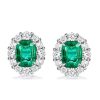 Green Halo Stud Earrings - 925 Sterling Silver, 5.50 CT Center Stone