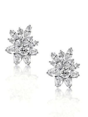 2.50 CTW Round & Marquise Cut White Sapphire Stud Earrings in Rhodium Plated Sterling Silver