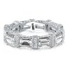 Halo Emerald & Round Cut Sterling Silver Wedding Band - 5.00 CT. TW.