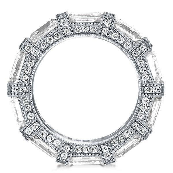 Halo Emerald & Round Cut Sterling Silver Wedding Band - 5.00 CT. TW.