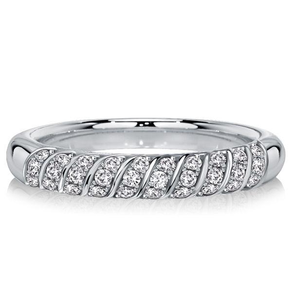 Swirl White Sapphire Sterling Silver Half Eternity Wedding Band - 0.10 CT TW