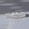 Swirl White Sapphire Sterling Silver Half Eternity Wedding Band - 0.10 CT TW