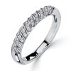 Swirl White Sapphire Sterling Silver Half Eternity Wedding Band - 0.10 CT TW