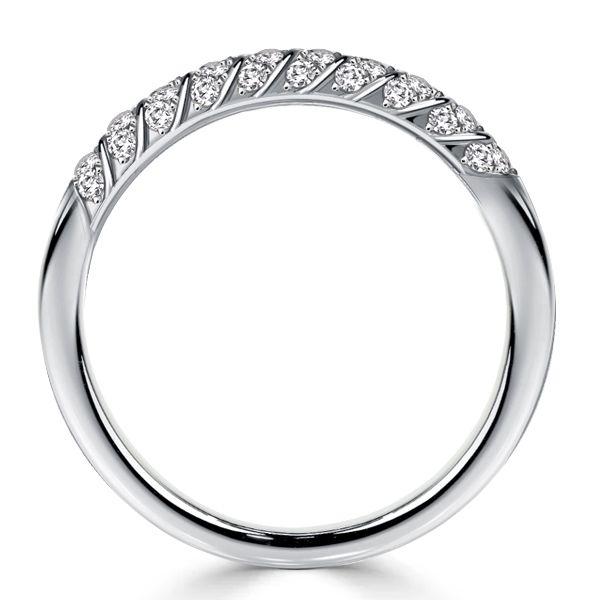 Swirl White Sapphire Sterling Silver Half Eternity Wedding Band - 0.10 CT TW