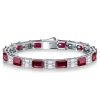 Emerald Cut Ruby Bracelet in 925 Sterling Silver | Adjustable Length Wedding Jewelry
