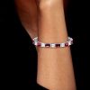 Emerald Cut Ruby Bracelet in 925 Sterling Silver | Adjustable Length Wedding Jewelry