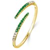 Emerald Green Round Cut Cuff Bracelet - 18K Gold Plated Sterling Silver
