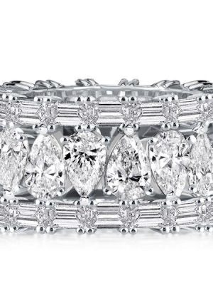 Pear Cut White Sapphire Eternity Wedding Band - Sterling Silver