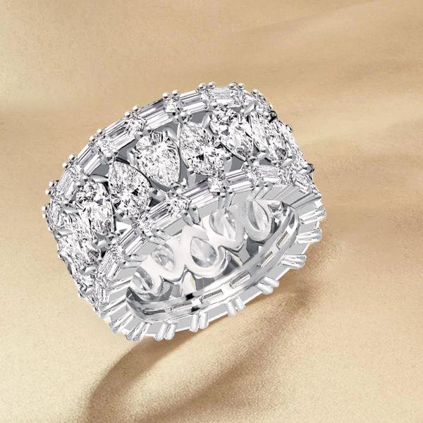 Pear Cut White Sapphire Eternity Wedding Band - Sterling Silver