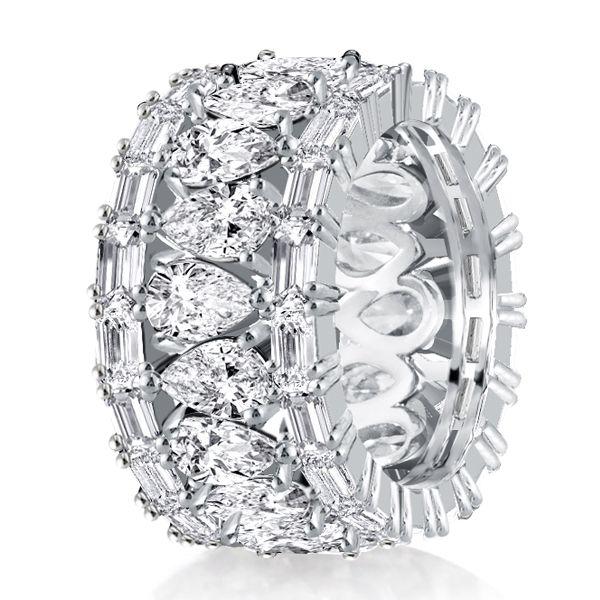Pear Cut White Sapphire Eternity Wedding Band - Sterling Silver