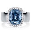 Cushion Cut Blue Topaz Engagement Ring with Halo Setting in Sterling Silver