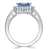 Cushion Cut Blue Topaz Engagement Ring with Halo Setting in Sterling Silver