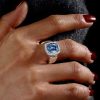 Cushion Cut Blue Topaz Engagement Ring with Halo Setting in Sterling Silver