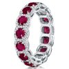 Ruby Eternity Band - Sterling Silver Halo Ring - 3.00 CT. TW.