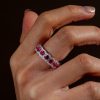 Ruby Eternity Band - Sterling Silver Halo Ring - 3.00 CT. TW.