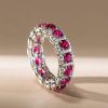 Ruby Eternity Band - Sterling Silver Halo Ring - 3.00 CT. TW.