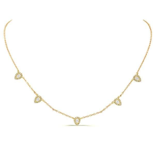 18K Gold Plated Sterling Silver Pear Cut Halo Chain Necklace