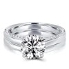 Classic Pave Setting Solitaire Bridal Ring Set in Sterling Silver
