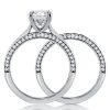 Classic Pave Setting Solitaire Bridal Ring Set in Sterling Silver