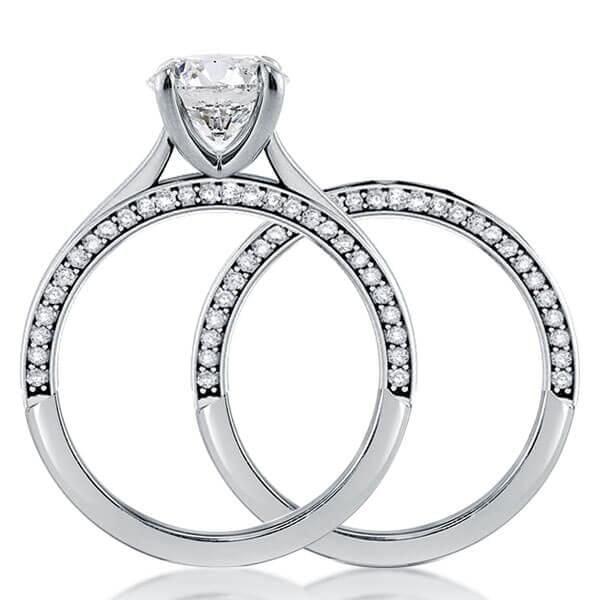 Classic Pave Setting Solitaire Bridal Ring Set in Sterling Silver