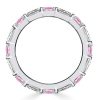 Baguette Cut Pink Stone Eternity Band Ring for Women in Sterling Silver