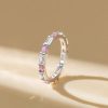 Baguette Cut Pink Stone Eternity Band Ring for Women in Sterling Silver