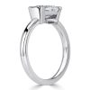 Emerald Cut White Sapphire Engagement Ring in Rhodium Plated Sterling Silver