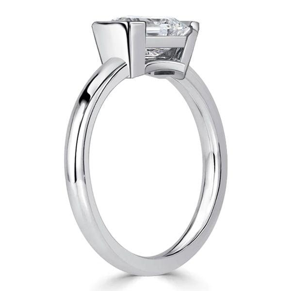 Emerald Cut White Sapphire Engagement Ring in Rhodium Plated Sterling Silver