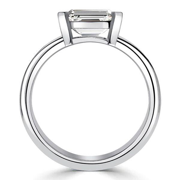 Emerald Cut White Sapphire Engagement Ring in Rhodium Plated Sterling Silver