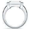 East West Emerald Cut Blue Topaz Engagement Ring in Sterling Silver
