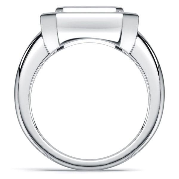 East West Emerald Cut Blue Topaz Engagement Ring in Sterling Silver