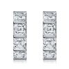 Sterling Silver Bar Setting Hoop Earrings with Asscher Cut Stones