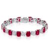 Ruby & White Cushion Cut Tennis Bracelet - 925 Sterling Silver