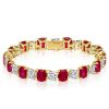 Ruby & White Cushion Cut Tennis Bracelet - 925 Sterling Silver