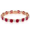 Ruby & White Cushion Cut Tennis Bracelet - 925 Sterling Silver