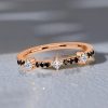 Rose Gold Princess Cut Black Sapphire Thin Wedding Band - 0.28 CT. TW.