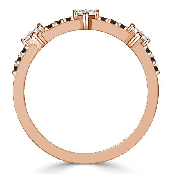 Rose Gold Princess Cut Black Sapphire Thin Wedding Band - 0.28 CT. TW.