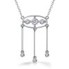 Vintage Three-Drop White Sapphire Pendant Necklace in 925 Sterling Silver