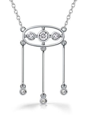 Vintage Three-Drop White Sapphire Pendant Necklace in 925 Sterling Silver