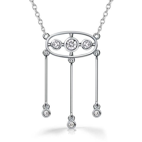 Vintage Three-Drop White Sapphire Pendant Necklace in 925 Sterling Silver