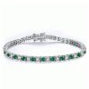 Emerald & Sapphire Tennis Bracelet for Women - Sterling Silver Dainty Bracelet