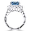 Radiant Cut Blue Topaz Halo Engagement Ring - Sterling Silver Split Shank