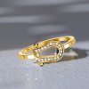 Horseshoe Ring Round Cut CZ Gold Plated Sterling Silver Travel Wedding Band