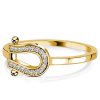 Horseshoe Ring Round Cut CZ Gold Plated Sterling Silver Travel Wedding Band