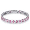 Pear Shaped White and Pink Stone Bracelet in 925 Sterling Silver for Weddings
