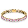 Pear Shaped White and Pink Stone Bracelet in 925 Sterling Silver for Weddings